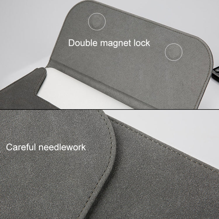 2 in 1 Horizontal Matte Leather Laptop Inner Bag + Power Bag for MacBook Pro 15.4 inch A1707 (2016 - 2017) / A1990 (2018)(Dark Gray) - Protective Bags by PMC Jewellery | Online Shopping South Africa | PMC Jewellery | Buy Now Pay Later Mobicred