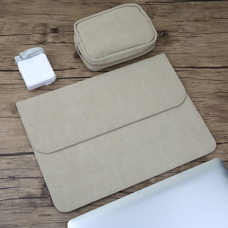 2 in 1 Horizontal Matte Leather Laptop Inner Bag + Power Bag for MacBook Pro 15.4 inch A1707 (2016 - 2017) / A1990 (2018)(Light Grey) - Protective Bags by PMC Jewellery | Online Shopping South Africa | PMC Jewellery | Buy Now Pay Later Mobicred