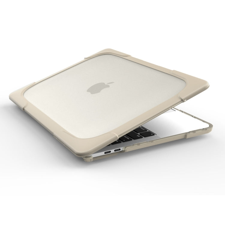 For Macbook Pro 13.3 inch (A1708) & with Touchbar (A1706) Laptop TPU + PC Folding Shockproof Protective Case with Holder(Khaki) - MacBook Pro Cases by PMC Jewellery | Online Shopping South Africa | PMC Jewellery | Buy Now Pay Later Mobicred