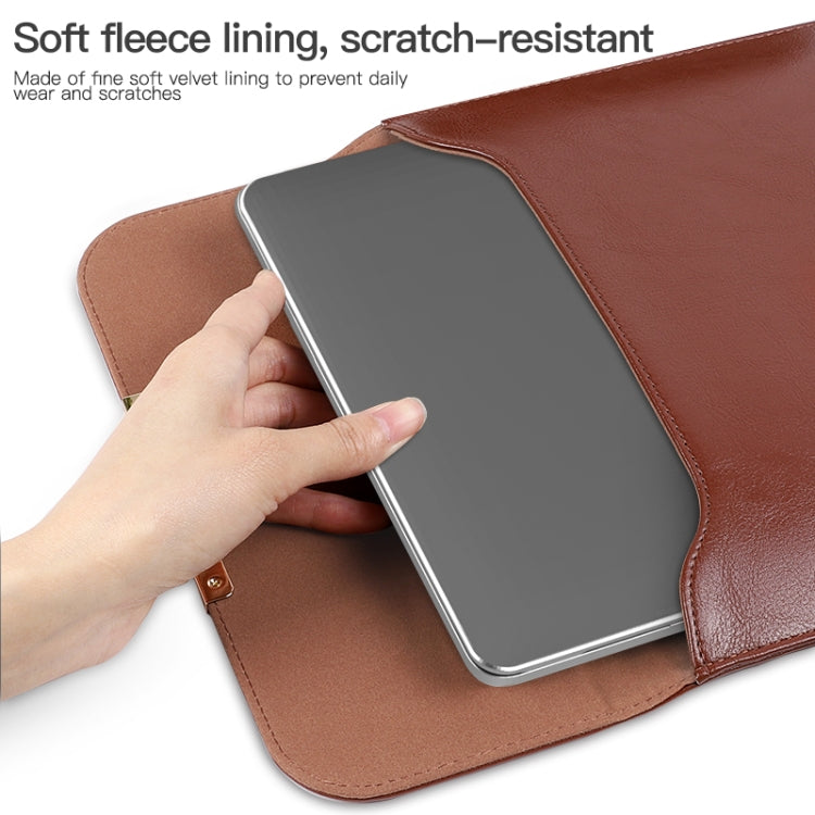 13.3 inch Laptop 2 in 1 PU Leather Sleeve Liner Bag with Mouse Storage Bag(Brown) - 13.3 inch by PMC TechLife | Online Shopping South Africa | PMC TechLife | Buy Now Pay Later Mobicred