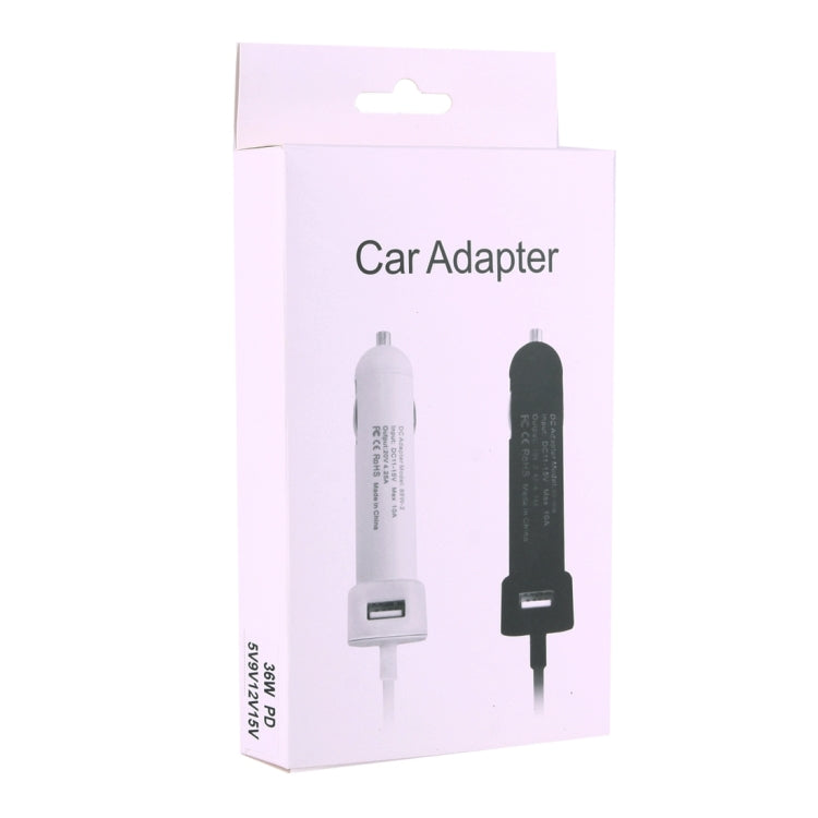 36W 5V 9V 12V 15V 3A DC USB-C / Type-C Car Adapter with 1 USB Port for Apple Macbook A1534, Length: 2m(White) - Cable & Adapter by PMC Jewellery | Online Shopping South Africa | PMC Jewellery | Buy Now Pay Later Mobicred