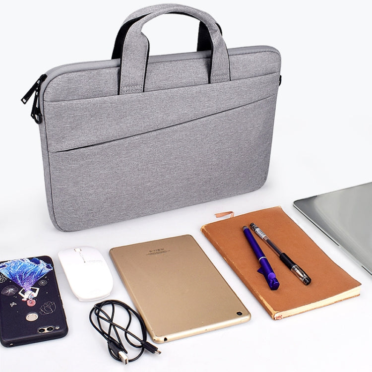 ST03S 14.1 inch Double Side Pockets Wearable Oxford Cloth Soft Handle Portable Laptop Tablet Bag(Grey) - 14.1 inch by PMC Jewellery | Online Shopping South Africa | PMC Jewellery | Buy Now Pay Later Mobicred