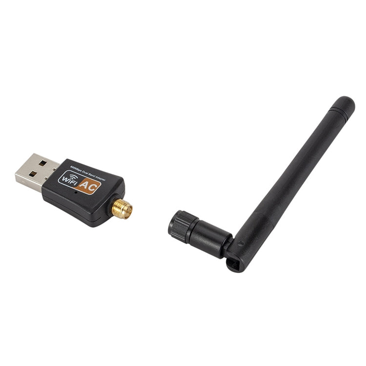 600Mbps 2.4GHz + 5Hz AC Dual Band USB WIFI Adapter with Antenna - USB Network Adapter by PMC Jewellery | Online Shopping South Africa | PMC Jewellery