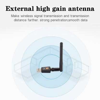 600Mbps 2.4GHz + 5Hz AC Dual Band USB WIFI Adapter with Antenna - USB Network Adapter by PMC Jewellery | Online Shopping South Africa | PMC Jewellery