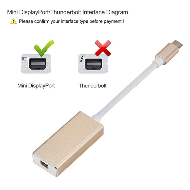 USB-C / Type-C 3.1 Male to Mini DP Female HD Converter, Length: 12cm(Gold) - Cable & Adapter by PMC Jewellery | Online Shopping South Africa | PMC Jewellery | Buy Now Pay Later Mobicred