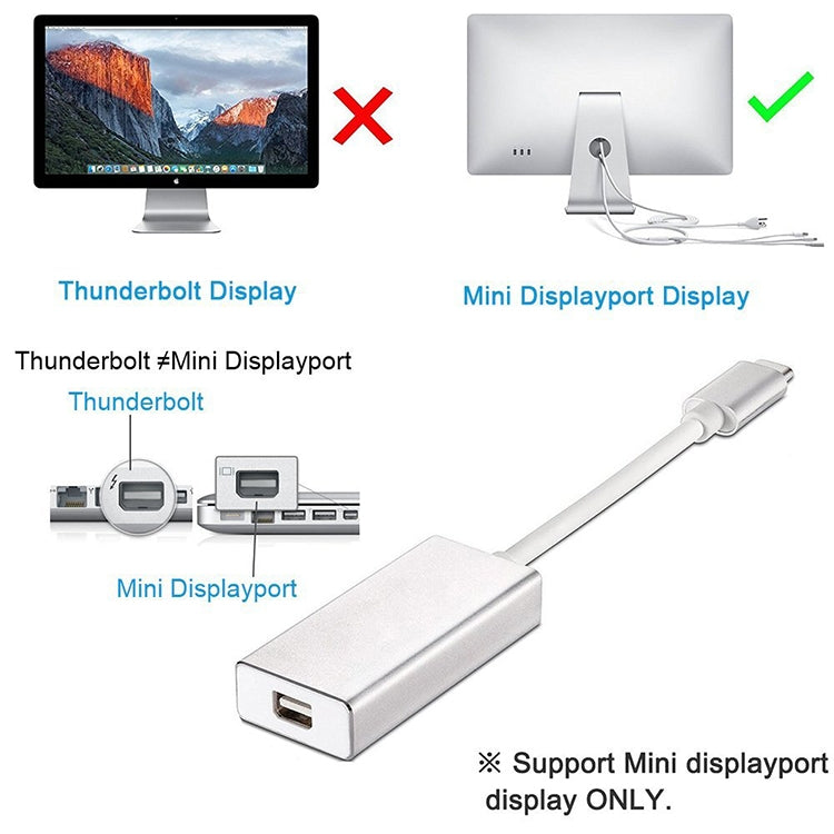 USB-C / Type-C 3.1 Male to Mini DP Female HD Converter, Length: 12cm(Gold) - Cable & Adapter by PMC Jewellery | Online Shopping South Africa | PMC Jewellery | Buy Now Pay Later Mobicred