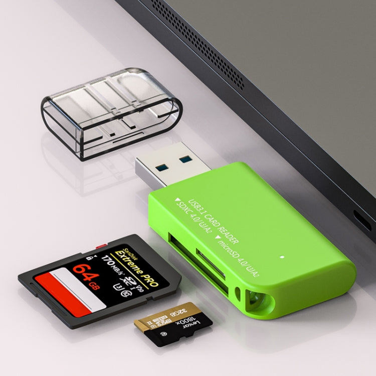 V30 / V60 / V90 USB3.1 Multifunction Card Reader Support SD / TF Card (Green) -  by PMC Jewellery | Online Shopping South Africa | PMC Jewellery | Buy Now Pay Later Mobicred