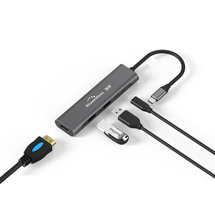 Blueendless 4 In 1 Multi-function Type-C / USB-C to HDMI + PD + Dual USB 3.0 HUB Expansion Dock - USB HUB by Blueendless | Online Shopping South Africa | PMC Jewellery | Buy Now Pay Later Mobicred