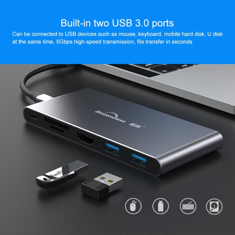 Blueendless 6 In 1 Multi-function Type-C / USB-C HUB Expansion Dock M.2 NGFF Solid State Drive - free shipping - PMC Jewellery - Order now!