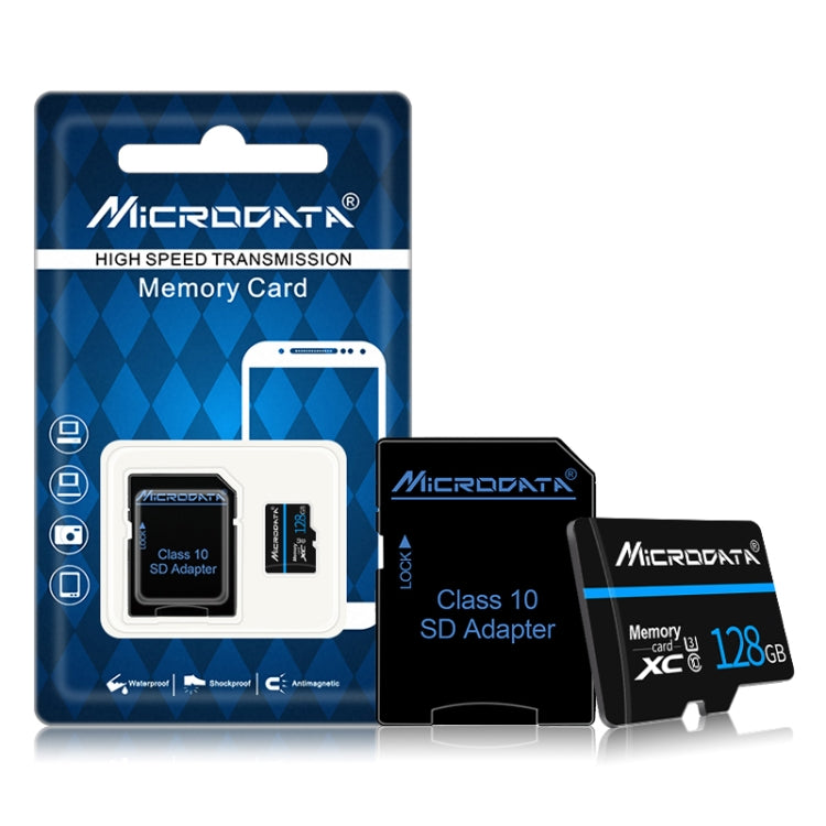 MICRODATA 128GB U3 Blue Line and Black TF(Micro SD) Memory Card - Micro SD Card by MiCRODATA | Online Shopping South Africa | PMC Jewellery | Buy Now Pay Later Mobicred