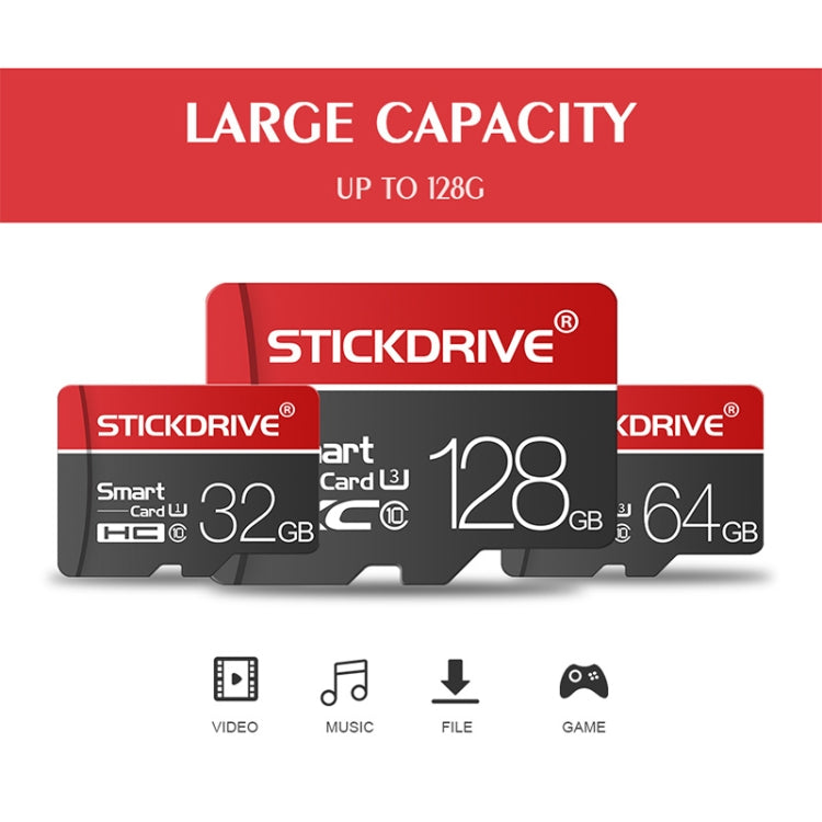 STICKDRIVE 128GB U3 White Line Red and Black TF(Micro SD) Memory Card - Micro SD Card by STICKDRIVE | Online Shopping South Africa | PMC Jewellery | Buy Now Pay Later Mobicred