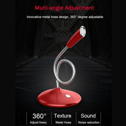 BK Desktop Gooseneck Adjustable USB Wired Audio Microphone, Built-in Sound Card, Compatible with PC / Mac for Live Broadcast, Show, KTV, etc.(Red) - Microphone by PMC Jewellery | Online Shopping South Africa | PMC Jewellery | Buy Now Pay Later Mobicred