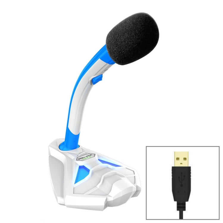 K1 Desktop Omnidirectional USB Wired Mic Condenser Microphone with Phone Holder, Compatible with PC / Mac for Live Broadcast, Show, KTV, etc(White + Blue) - Microphone by PMC Jewellery | Online Shopping South Africa | PMC Jewellery | Buy Now Pay Later Mobicred