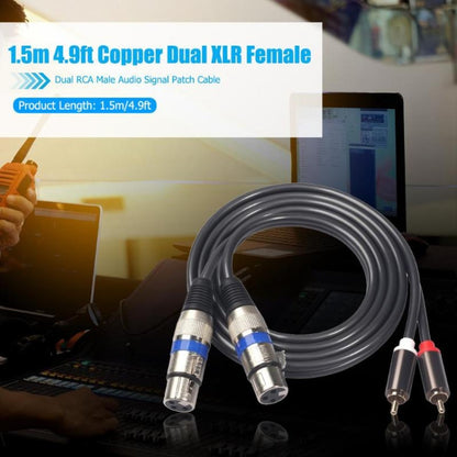 366156-15 2 RCA Male to 2 XLR 3 Pin Female Audio Cable, Length: 1.5m - Microphone Audio Cable & Connector by PMC Jewellery | Online Shopping South Africa | PMC Jewellery