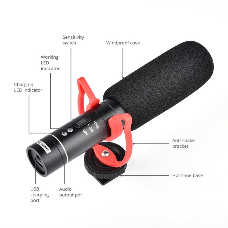 YELANGU MIC015 Professional Interview Condenser Video Shotgun Microphone with 3.5mm Audio Cable for DSLR & DV Camcorder (Black) - free shipping - PMC Jewellery - Order now!