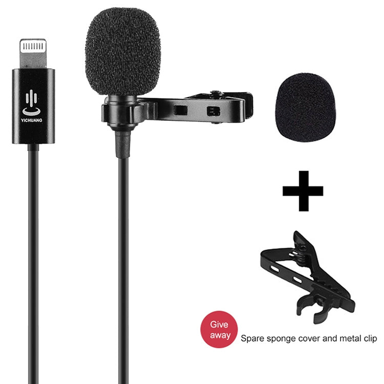 YICHUANG YC-LM10II 8 Pin Port Intelligent Noise Reduction Condenser Lavalier Microphone, Cable Length: 1.5m - Microphone by YICHUANG | Online Shopping South Africa | PMC Jewellery | Buy Now Pay Later Mobicred