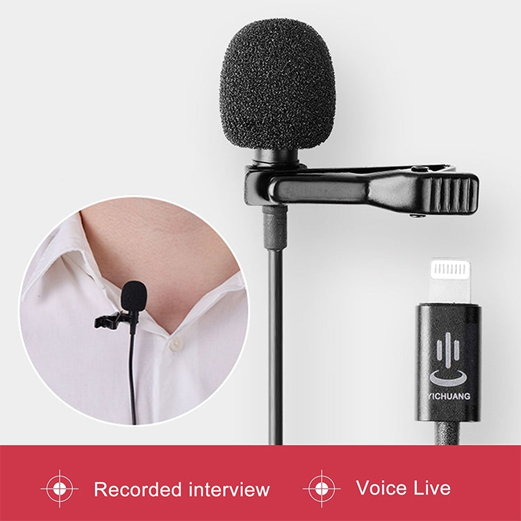 YICHUANG YC-LM10II 8 Pin Port Intelligent Noise Reduction Condenser Lavalier Microphone, Cable Length: 1.5m - Microphone by YICHUANG | Online Shopping South Africa | PMC Jewellery | Buy Now Pay Later Mobicred