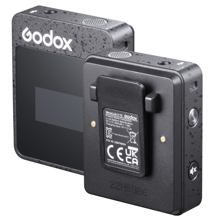 Godox MoveLink II M2 Wireless Lavalier Microphone System with 2 Transmitters and 1 Receiver for DSLR Cameras and Camcorders (Black) - free shipping - PMC Jewellery - Order now!