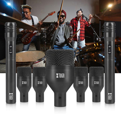 XTUGA DI7 7-Piece Wired Dynamic Drum Mic Kit Kick Bass Tom/Snare Cymbals Microphone Set with XLR Cables - Microphone by XTUGA | Online Shopping South Africa | PMC Jewellery | Buy Now Pay Later Mobicred