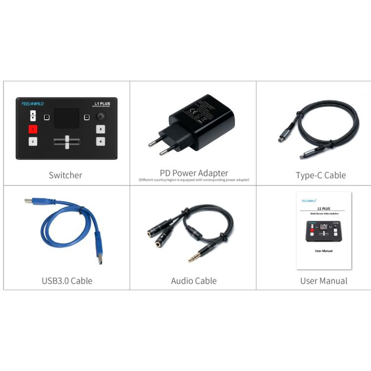 FEELWORLD L1 PLUS Multi-camera Video Mixer Switcher Touch Screen PTZ Control USB3.0 Fast Streaming Switcher (EU Plug) - Live Sound Effects Processors by FEELWORLD | Online Shopping South Africa | PMc TechLife | Buy Now Pay Later Mobicred