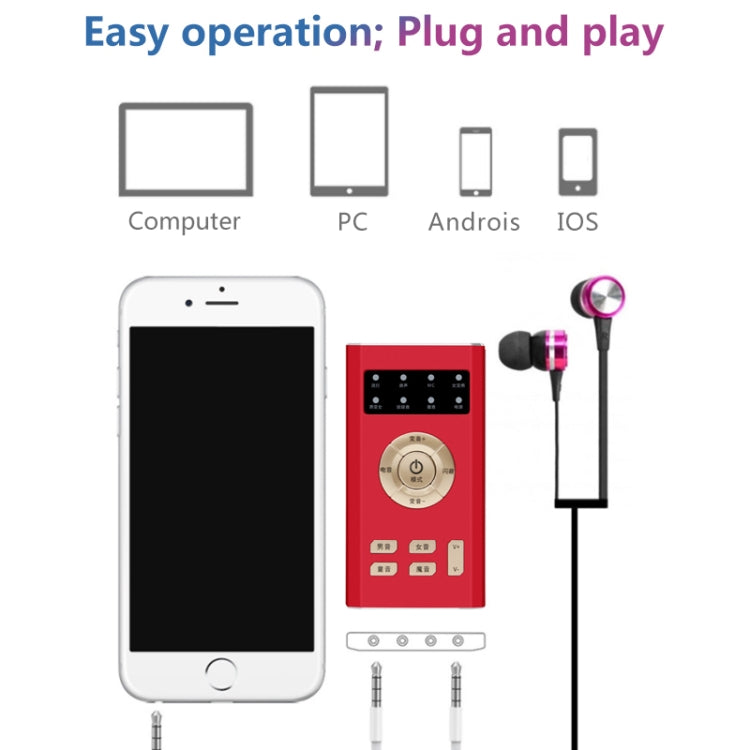 RK-C19 Live Broadcast Audio Headset Microphone Webcast Entertainment Streamer Sound Card for Phone, Computer PC(Red) - Microphone by PMC Jewellery | Online Shopping South Africa | PMC Jewellery | Buy Now Pay Later Mobicred