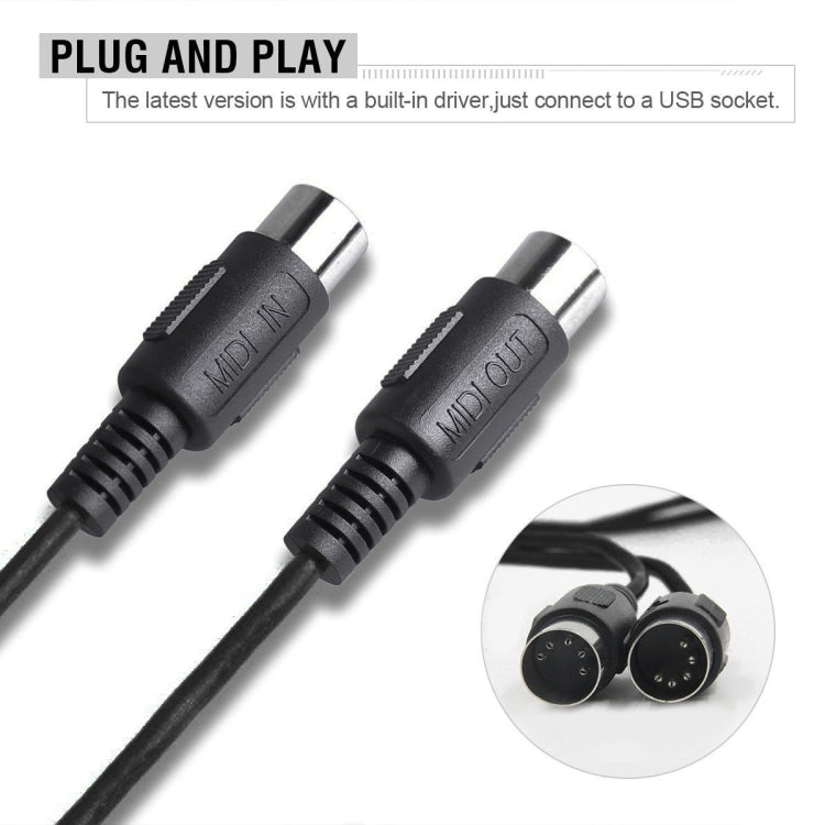 WERSI UM-18 USB MIDI Cable MidiPort Midi Cable Electric Piano Electronic Drum Music Editing Line, Length: 2m(Black) - free shipping - PMC TechLife - Order now!