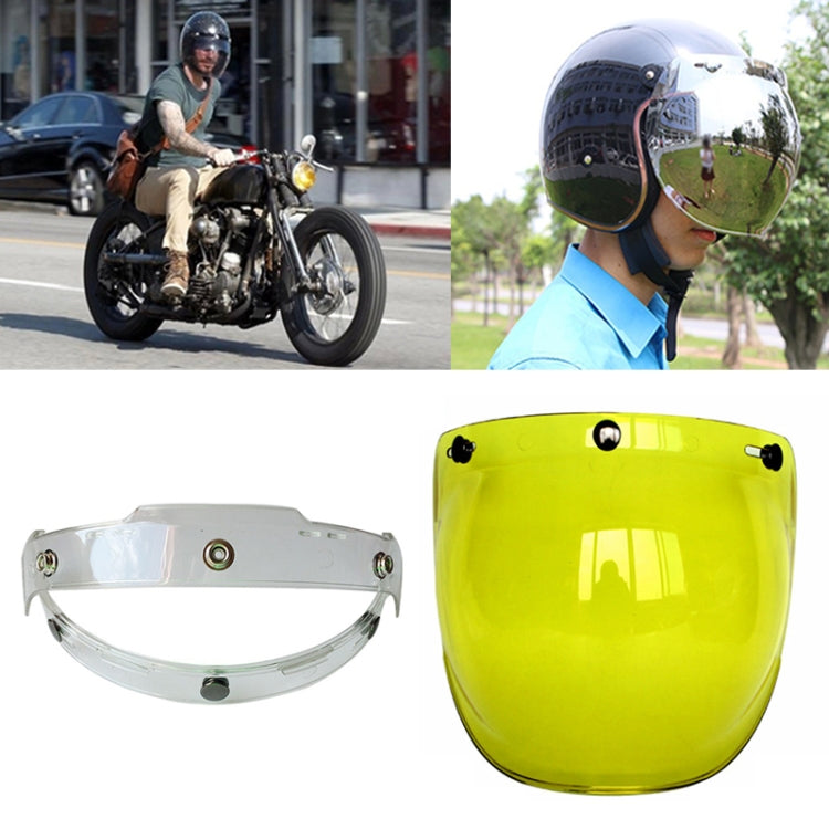 Soman Motorcycle Bubble Visor Open Face Helmet Visor Helmet Windshield Shield with Transparent Frame(Yellow) - Helmets by SOMAN | Online Shopping South Africa | PMC Jewellery | Buy Now Pay Later Mobicred