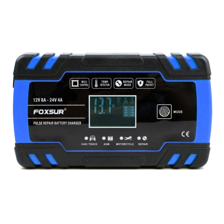FOXSUR 12V-24V Car Motorcycle Truck Repair Battery Charger AGM Charger, US Plug (Blue) - Battery Charger by FOXSUR | Online Shopping South Africa | PMC TechLife | Buy Now Pay Later Mobicred