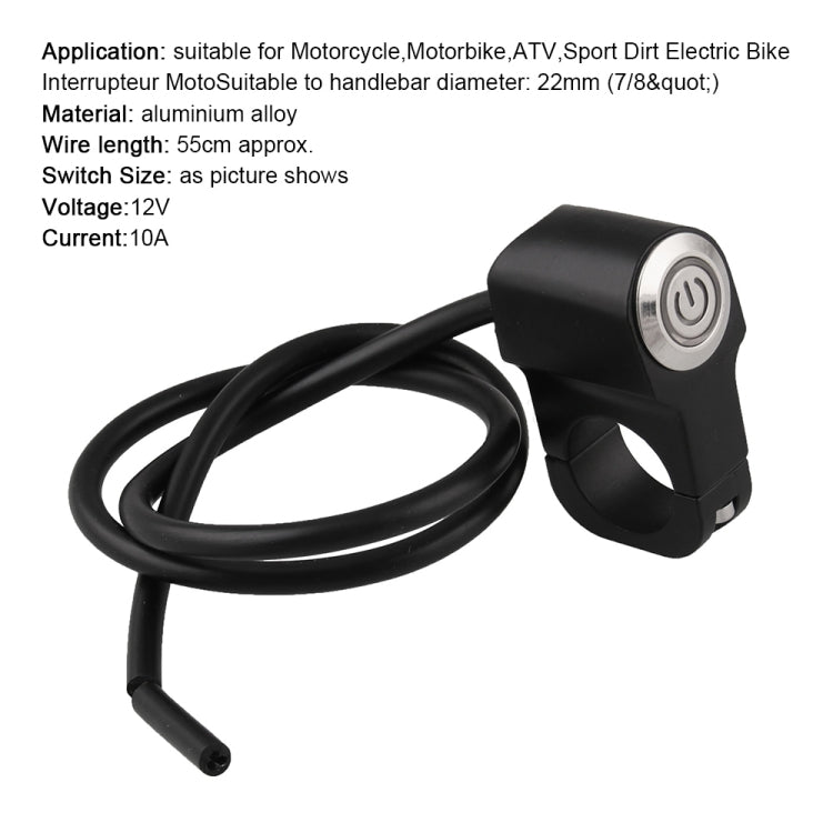 MB-BS001-R Motorcycle Motorcycle Switches 22mm Handlebar Mount Switch Headlight Hazard Brake Light Power Switch with Indicator Light (Blue Light) - Electrical System by PMC TechLife | Online Shopping South Africa | PMC TechLife