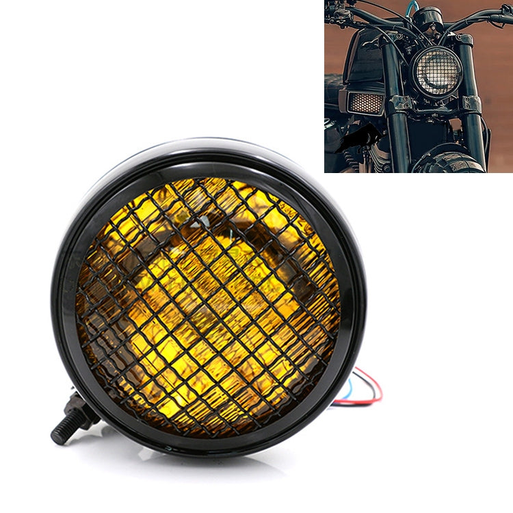 Motorcycle Black Shell Harley Headlight Retro Lamp LED Light Modification Accessories (Yellow) - Headlights by PMC Jewellery | Online Shopping South Africa | PMC Jewellery | Buy Now Pay Later Mobicred