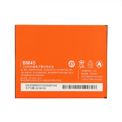 BM45 3020mAh for Xiaomi Redmi Note 2 Li-Polymer Battery - For Xiaomi by PMC Jewellery | Online Shopping South Africa | PMC Jewellery | Buy Now Pay Later Mobicred