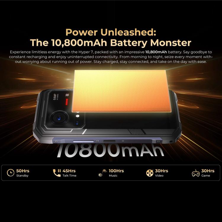 HOTWAV Hyper 7 Rugged Phone, 8GB+256GB, 10800mAh, 6.6 inch Android 14 MediaTek Dimensity 7050 5G, Network: 5G, OTG, NFC (Punk Yellow) - free shipping - PMc TechLife - Order now!