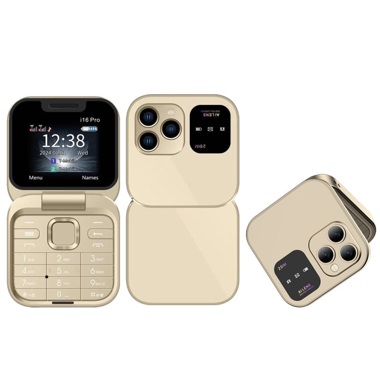 SERVO i16 Pro Mini Flip Phone, 1.77 inch, MTK6261D, 23 Keys, Support Bluetooth, FM, Magic Sound, Quick Dial, GSM, Dual SIM (Gold) - free shipping - PMc TechLife - Order now!
