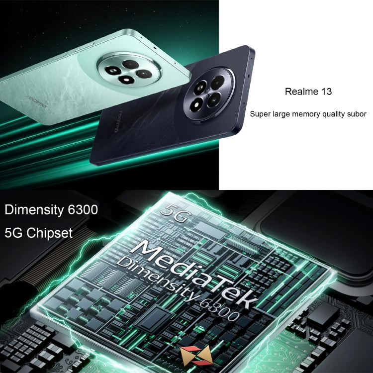 Realme 13, 12GB+512GB, Side Fingerprint Identification, 6.72 inch Realme UI 5.0 Dimensity 6300 5G Octa Core, Network: 5G (Black) - free shipping - PMC Jewellery - Order now!