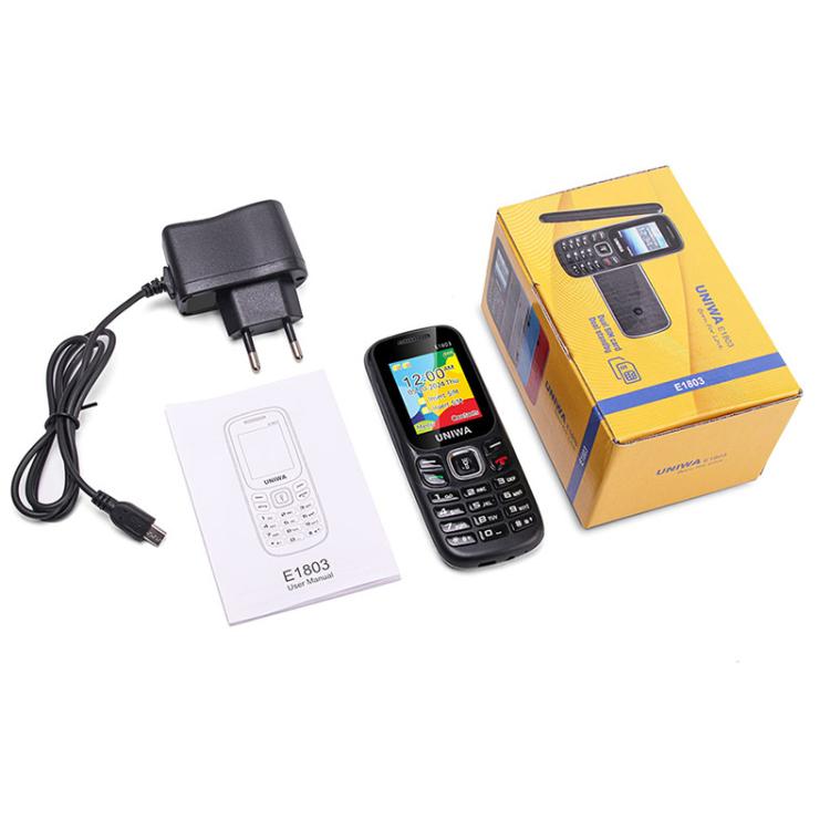 UNIWA E1803 Elder Keypad Phone, 1.77 inch SC6531E, LED Flashlight, 21 Keys, Network: 2G, EU Plug (Black) - free shipping - PMc TechLife - Order now!
