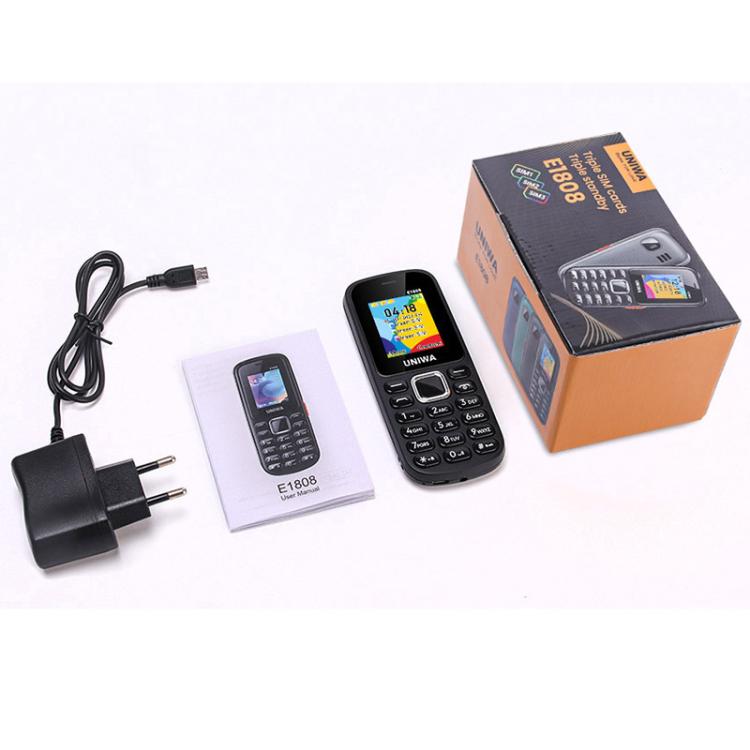 UNIWA E1808 Elder Keypad Phone, 1.77 inch SC6531E, LED Flashlight, 21 Keys, Network: 2G, Triple SIM, EU Plug (Blue) - free shipping - PMc TechLife - Order now!