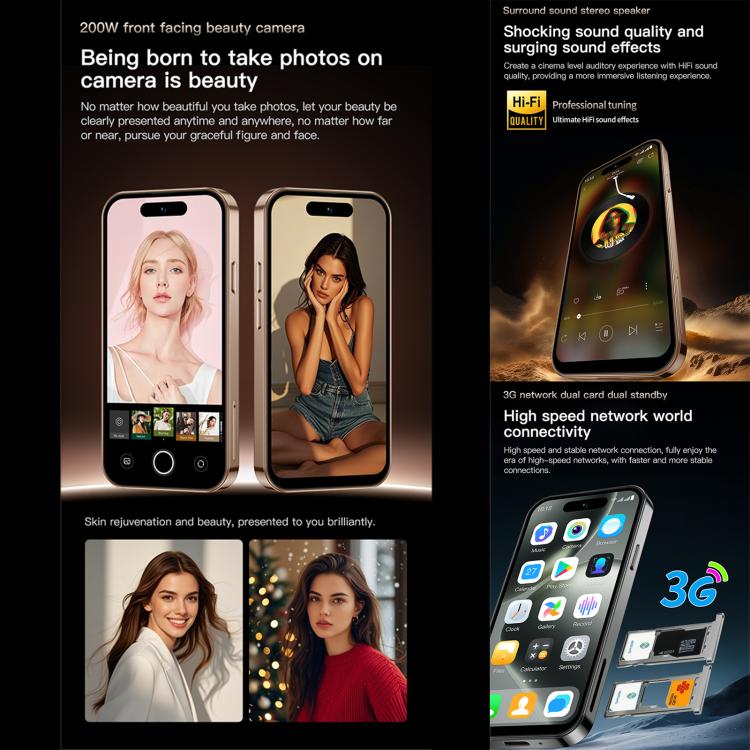 SOYES ONEMYTH M16 Pro, 2GB+16GB, 4.0 inch Android 10.0 MTK6580 Quad Core, Network: 3G, Dual SIM (Gold) - free shipping - PMc TechLife - Order now!
