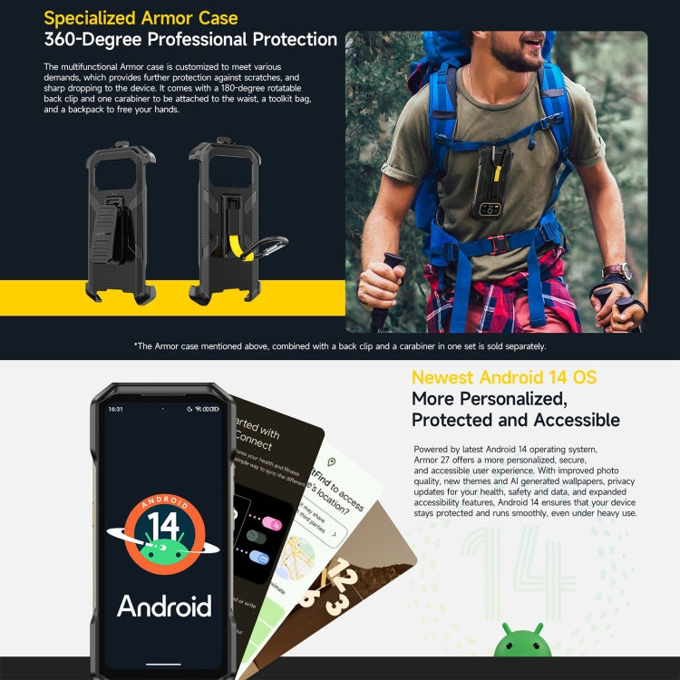 Ulefone Armor 27 Rugged Phone, 12GB+256GB, Night Vision, 10600mAh, 6.78 inch Android 14 MediaTek Helio G99 Octa Core, Network: 4G, NFC, OTG (Black) - free shipping - PMC Jewellery - Order now!