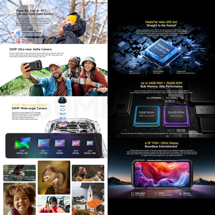 Ulefone Armor 27T Rugged Phone, 12GB+256GB, Thermal Imager, Night Vision, 10600mAh, 6.78 inch Android 14 MediaTek Helio G99 Octa Core, Network: 4G, NFC, OTG (Black) - free shipping - PMC Jewellery - Order now!