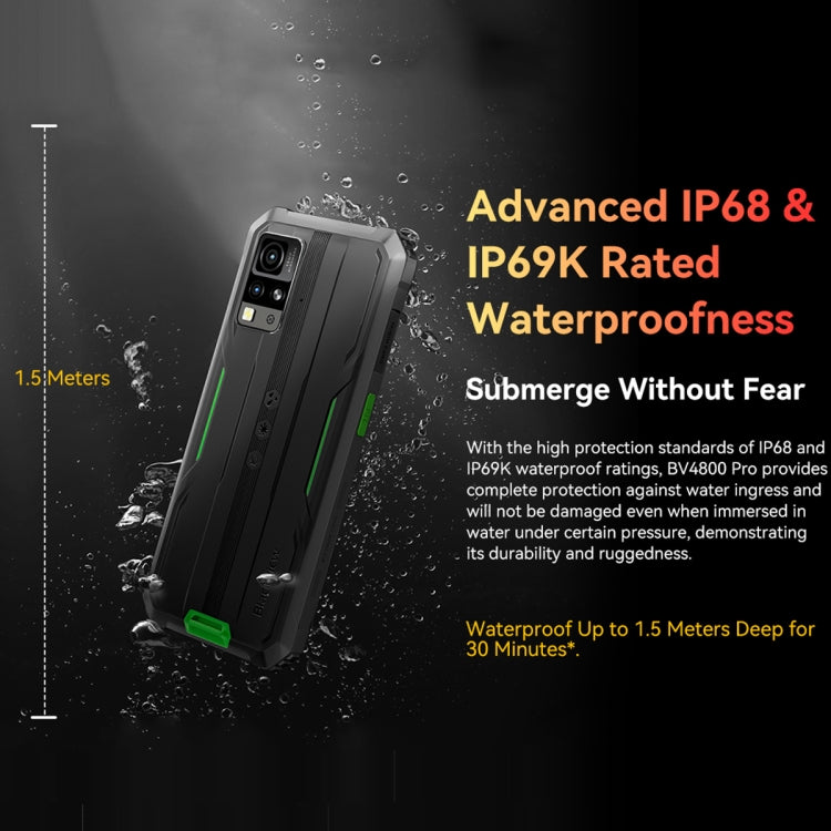Blackview BV4800 Pro, 4GB+128GB, IP68/IP69K/MIL-STD-810H, 6.56 inch Android 14 Unisoc T606 Octa Core, Network: 4G, OTG (Green) - free shipping - PMC Jewellery - Order now!