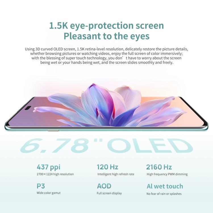 HUAWEI Enjoy 70X, 8GB+128GB, Screen Fingerprint, 6.78 inch HarmonyOS 4.2 Kirin 8000A Hexa Core, Network: 4G, OTG, NFC, Not Support Google Play (White) - free shipping - PMc TechLife - Order now!