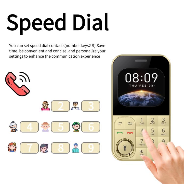 V9 Card Mobile Phone, 2.01 inch, MTK6261D, Support Bluetooth, FM, Torch, GSM, Dual SIM (Gold) - free shipping - PMc TechLife - Order now!