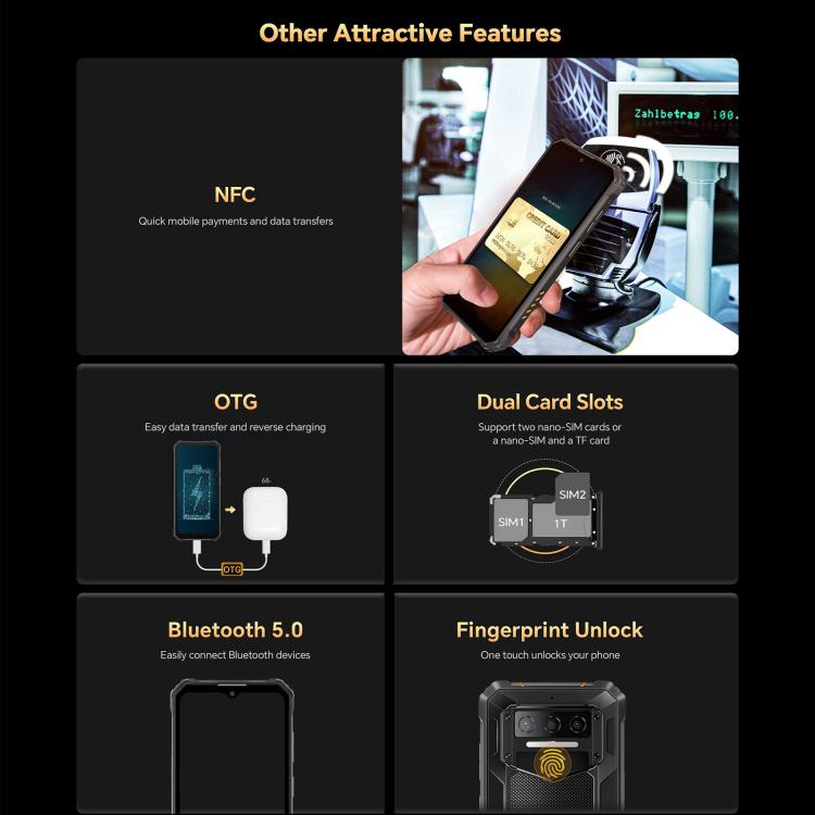 Oukitel WP23 Plus Rugged Phone, 8GB+256GB, 6.52 inch Android 14.0Unisoc T606 Octa-core, NFC, OTG, Network: 4G (Black) - free shipping - PMc TechLife - Order now!