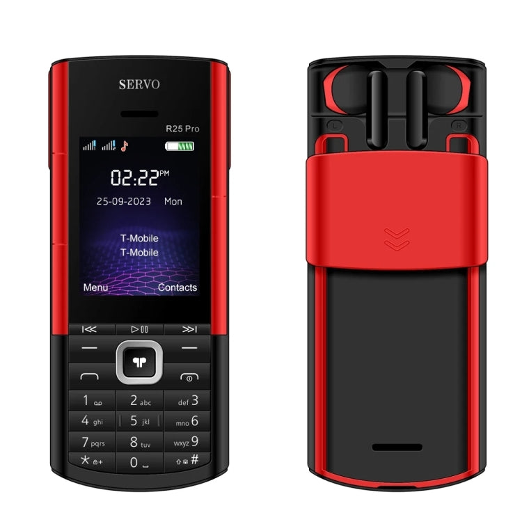 SERVO R25 Pro Mobile Phone with TWS Bluetooth Headsets, 2.4 inch, 24 Keys, Support Bluetooth, Quick Dial, Auto Response, FM, Flashlight, GSM, Dual SIM (Black Red) - free shipping - PMC Jewellery - Order now!