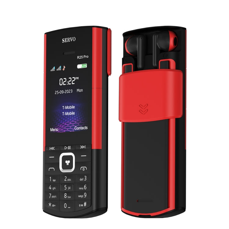 SERVO R25 Pro Mobile Phone with TWS Bluetooth Headsets, 2.4 inch, 24 Keys, Support Bluetooth, Quick Dial, Auto Response, FM, Flashlight, GSM, Dual SIM (Black Red) - free shipping - PMC Jewellery - Order now!