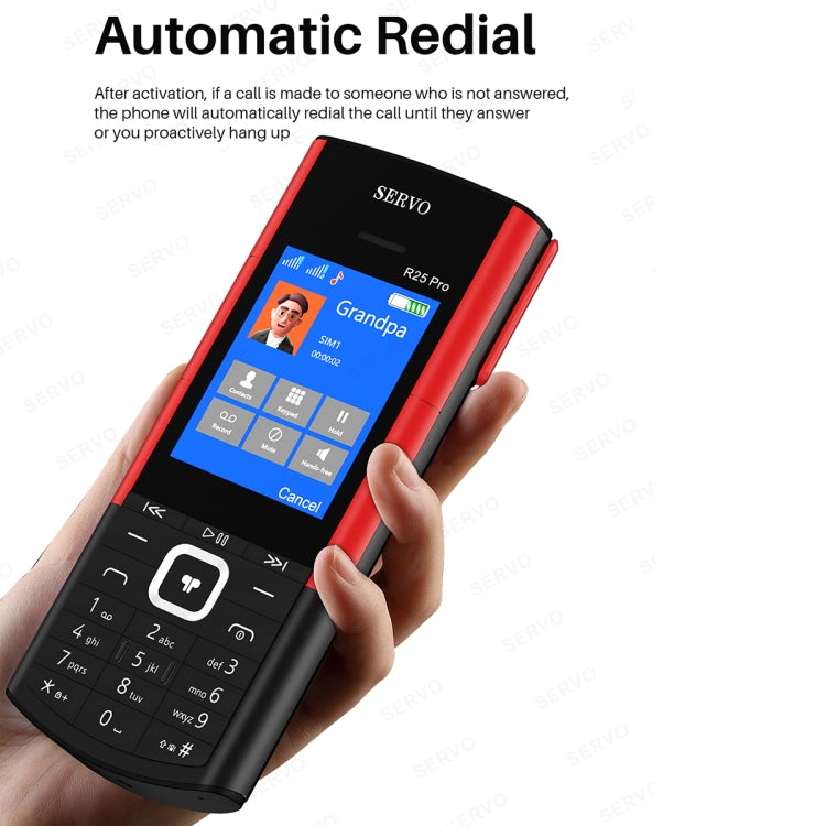 SERVO R25 Pro Mobile Phone with TWS Bluetooth Headsets, 2.4 inch, 24 Keys, Support Bluetooth, Quick Dial, Auto Response, FM, Flashlight, GSM, Dual SIM (Black Red) - free shipping - PMC Jewellery - Order now!