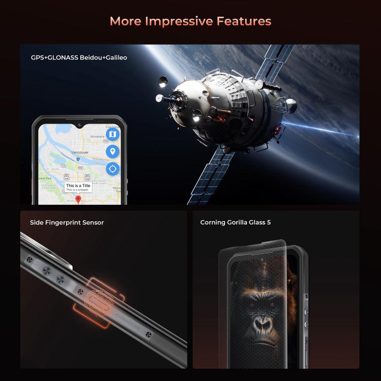 Oukitel WP55 Pro 5G Rugged Phone, 16GB+512GB, 108MP Camera, Fingerprint Identification, 6.6 inch Android 15 MediaTek Dimensity 7025 Octa Core, NFC, OTG, Network: 5G (Orange) - free shipping - PMC TechLife - Order now!