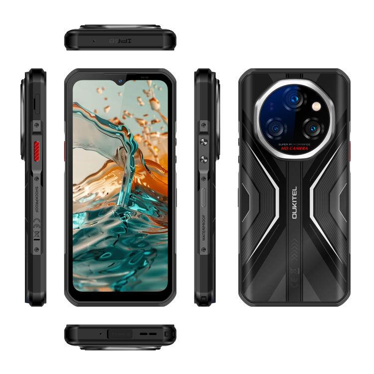 Oukitel WP55 5G Rugged Phone, 12GB+256GB, 108MP Camera, Fingerprint Identification, 6.6 inch Android 15 MediaTek Dimensity 7025 Octa Core, NFC, OTG, Network: 5G (Black) - free shipping - PMC TechLife - Order now!