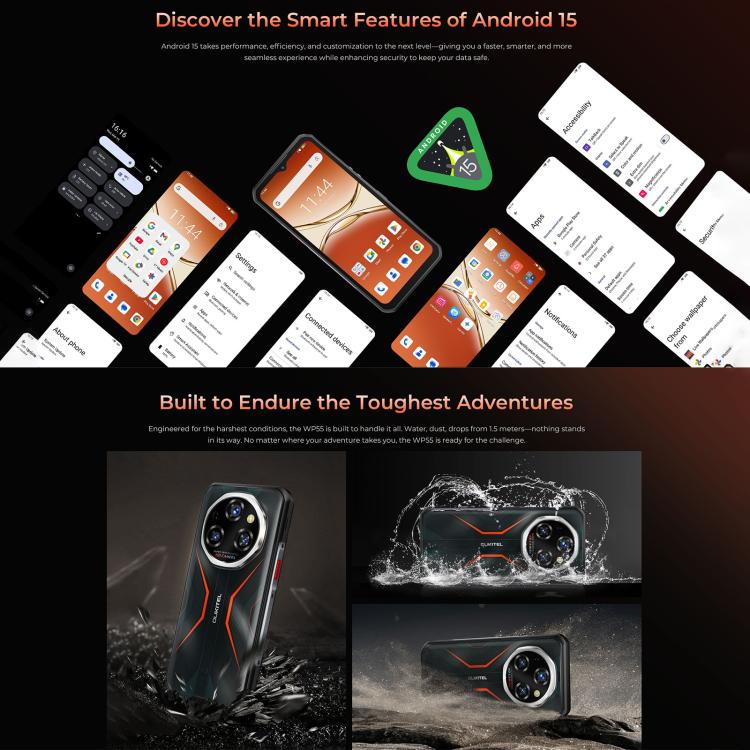 Oukitel WP55 5G Rugged Phone, 12GB+256GB, 108MP Camera, Fingerprint Identification, 6.6 inch Android 15 MediaTek Dimensity 7025 Octa Core, NFC, OTG, Network: 5G (Orange) - free shipping - PMC TechLife - Order now!