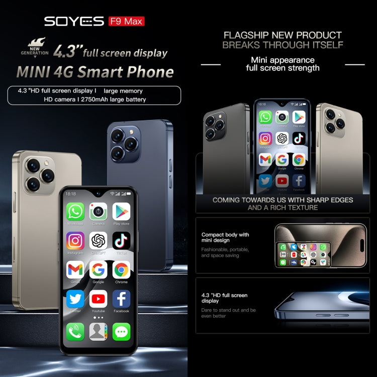 SOYES F9 Max, 6GB+128GB, 4.3 inch Android 12 MTK6762 Octa Core, Network: 4G, OTG, Dual SIM (Black) - SOYES by SOYES | Online Shopping South Africa | PMC Jewellery | Buy Now Pay Later Mobicred